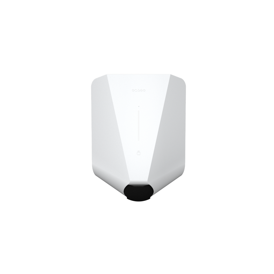 Chargeur de voiture électrique blanc vu de face