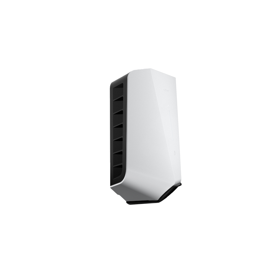 Chargeur de voiture électrique blanc vu de côté